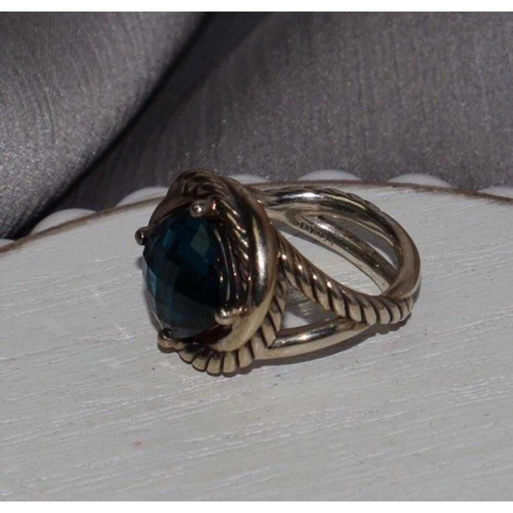 David Yurman Sterling Silver Blue Topaz Hampton Infinity Ring 10.3G / Sz 6 - Picture 5 of 6